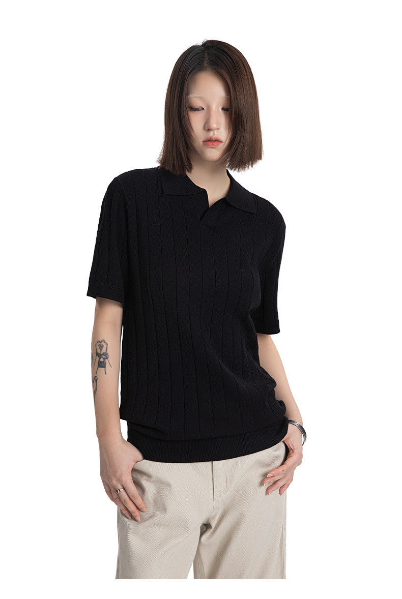 Short Ribbed Cuff Knit Top