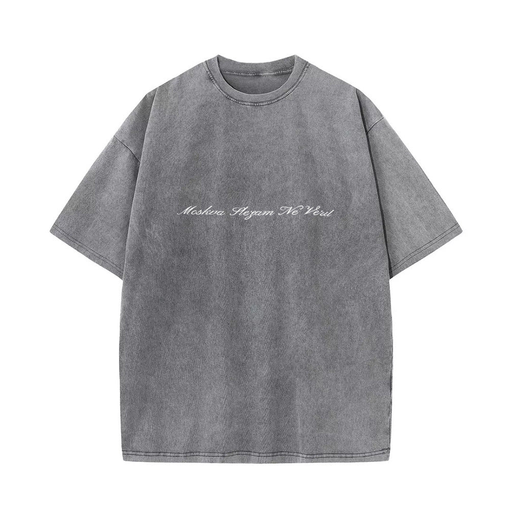 Style INS Trendy Short Sleeve T-Shirt Women Summer New Water Washed Vintage Design Tee Top