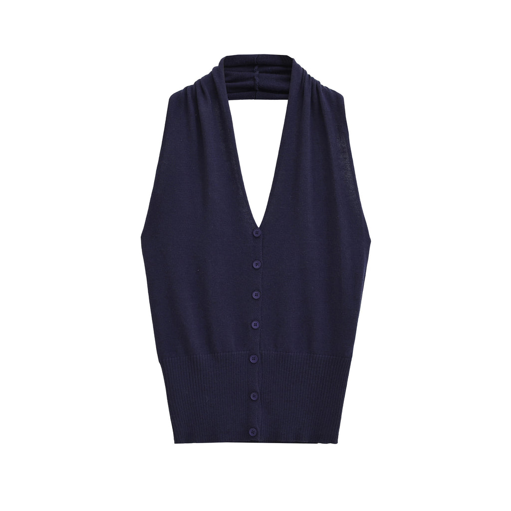 Sleeveless button top