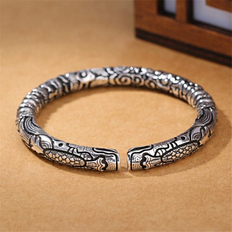 Leunsa Vintage Silver Bracelet – Snake Detail