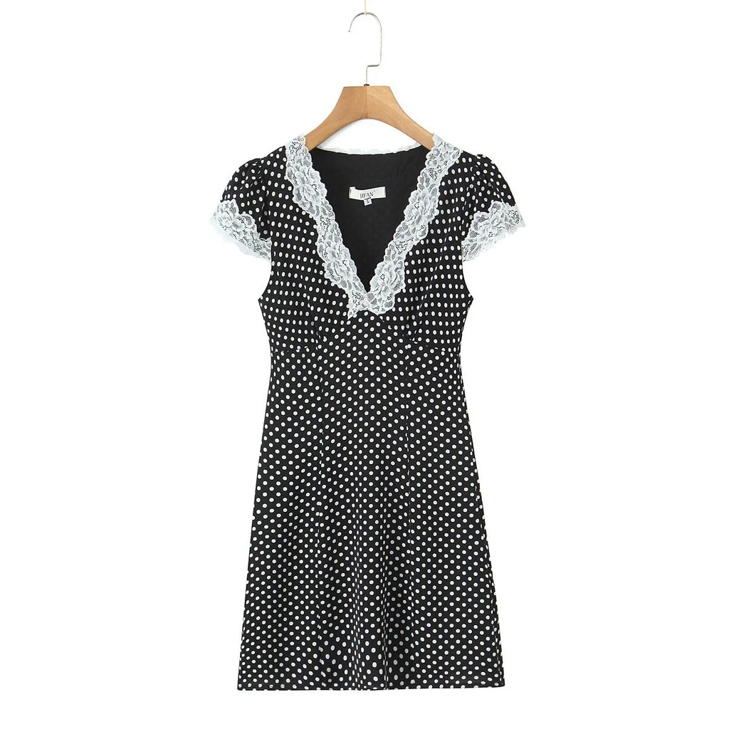 Lace polka dot dress