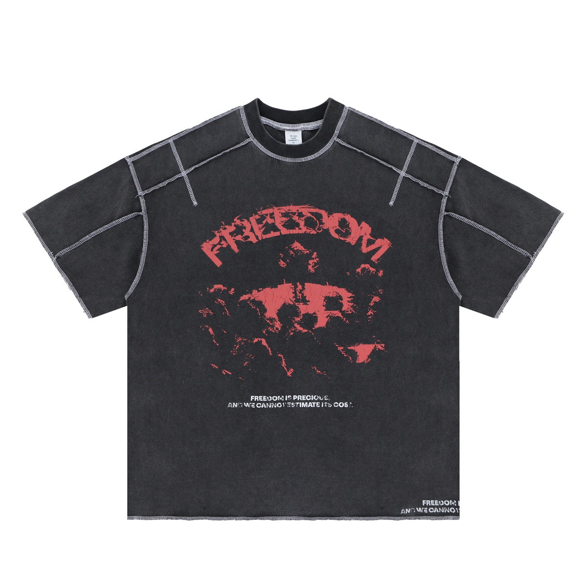 Men's Clothing Reversible Design Letter Print Retro Short Sleeve T-Shirt
