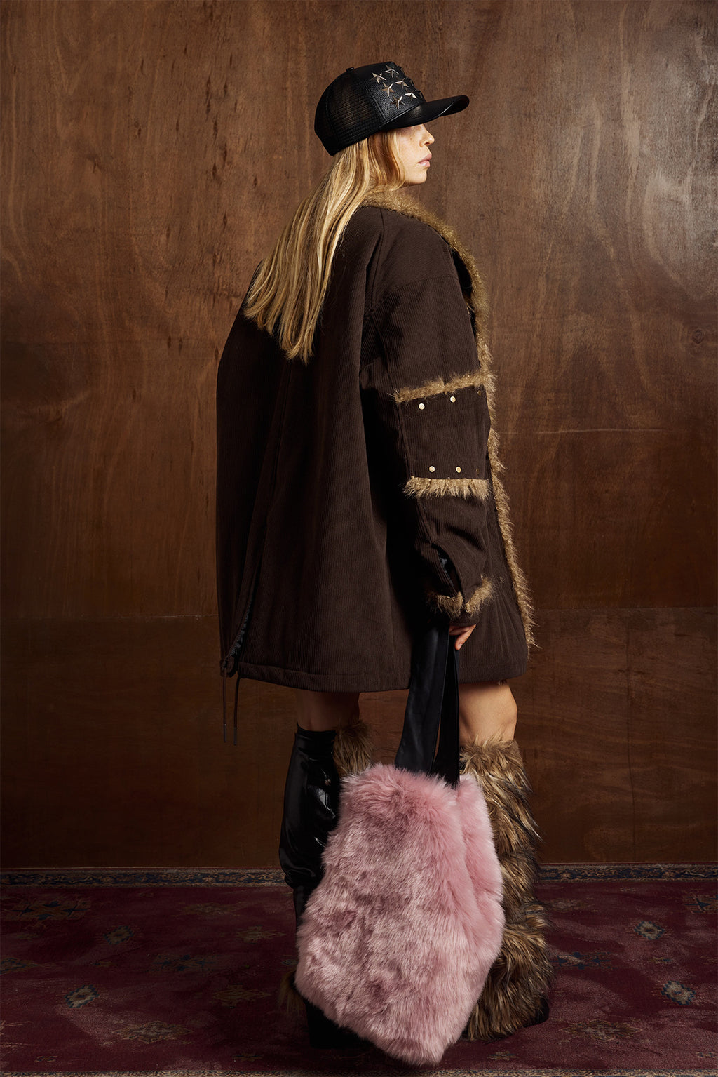 Velvet Cotton Fur Collar Coat