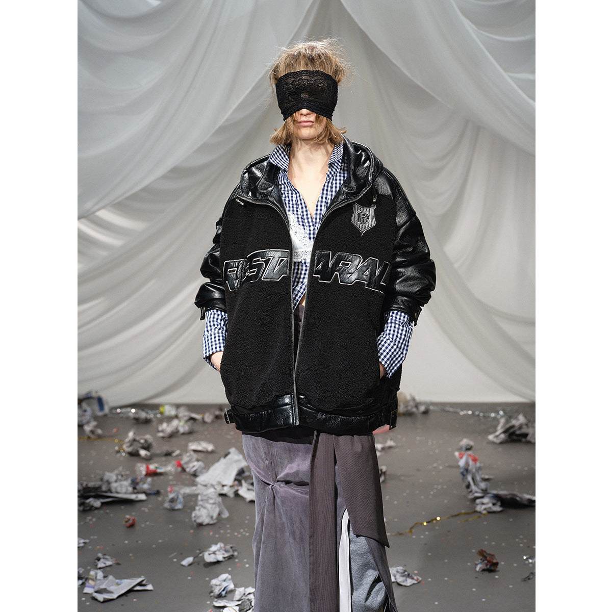 Lamb Wool Spliced Leather Cotton Jacket