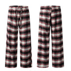 Block Red Plaid Casual Trousers