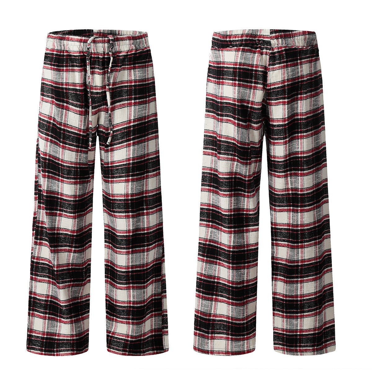 Block Red Plaid Casual Trousers