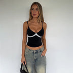 Strap Contrasting Lace Sexy Top