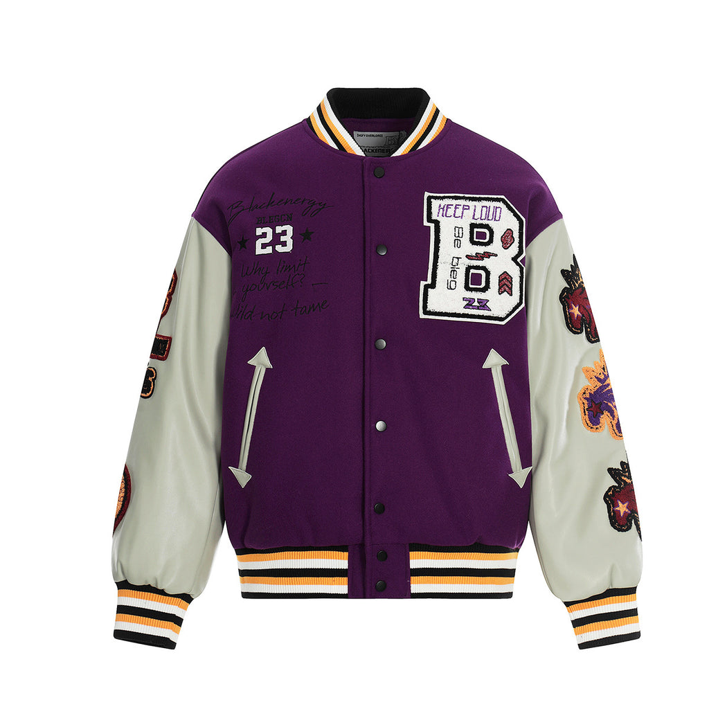 Embroidered Cotton Baseball Jacket