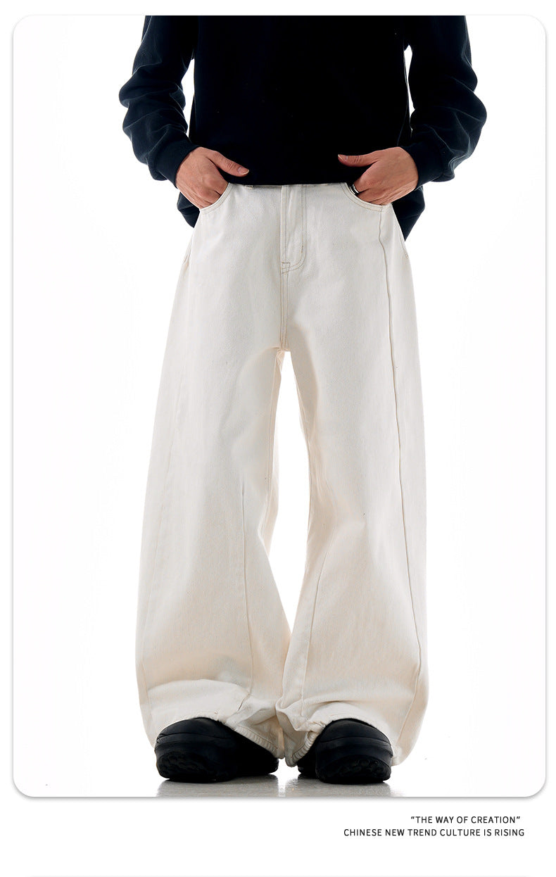 White Tapered Leg Jeans