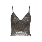 Slim Fit V-neck Irregular Lace Top