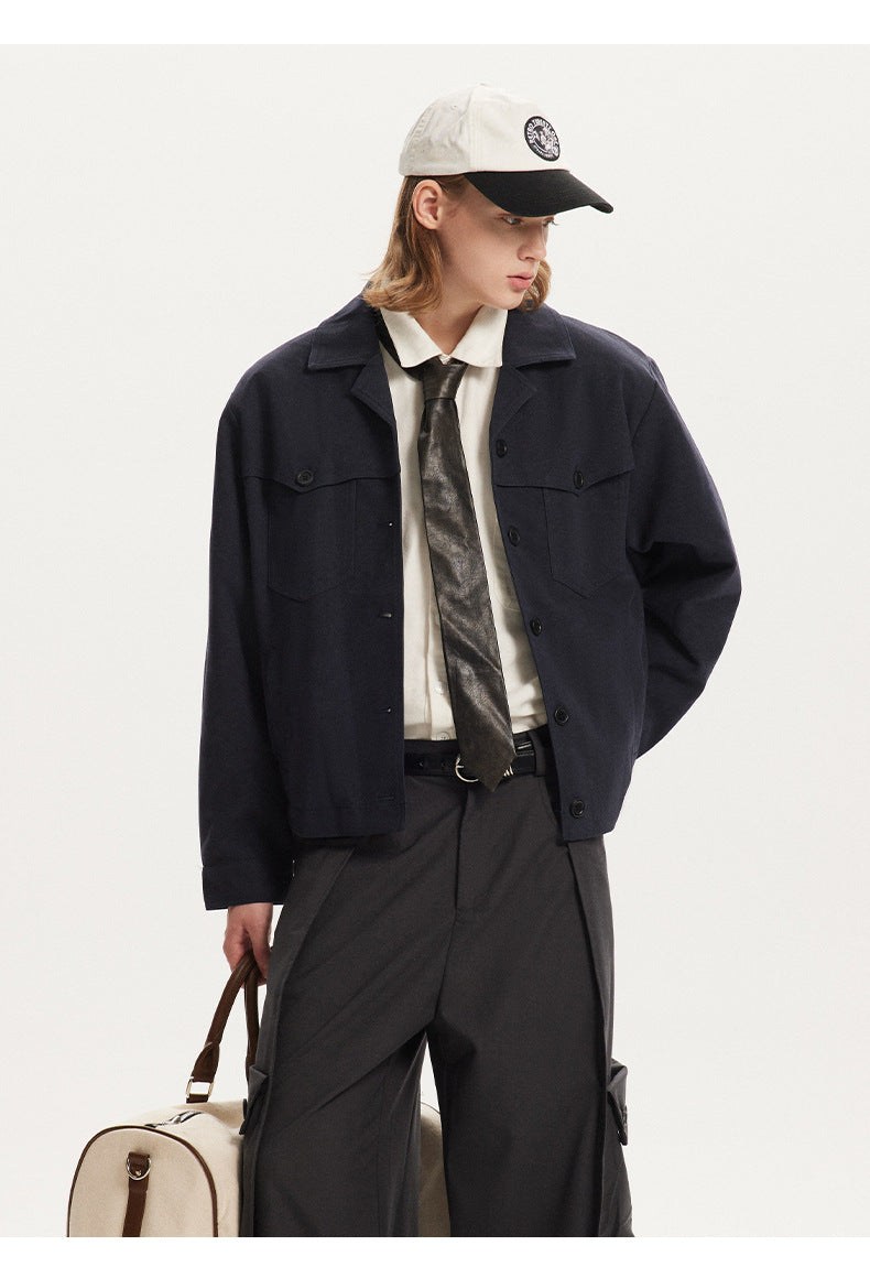 Vintage Collar Jacket with Short Wide Miu Style Suede Velvet Outerwear for Women