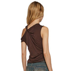 Pleated design slim fit vest top