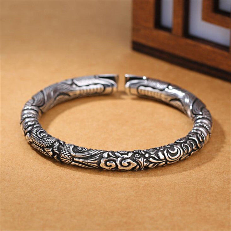Leunsa Vintage Silver Bracelet – Snake Detail