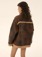 Classic Brown Shearling-Lined Winter Jacket