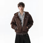 Black Hoodie Jacket with Patch Detail