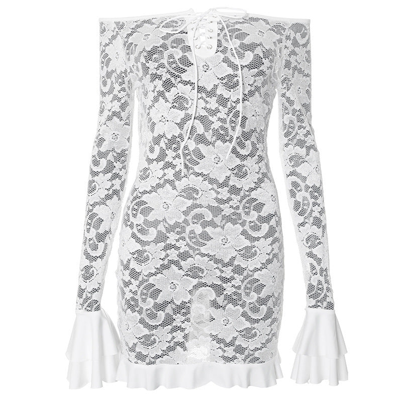 Lace hollowed short dress