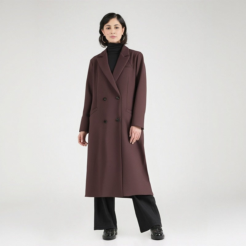 Solid Lapel Trench Coat