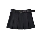 Waist Belt Pleated Skirt