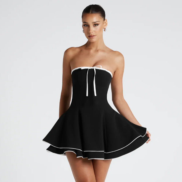 Strapless backless mini skirt