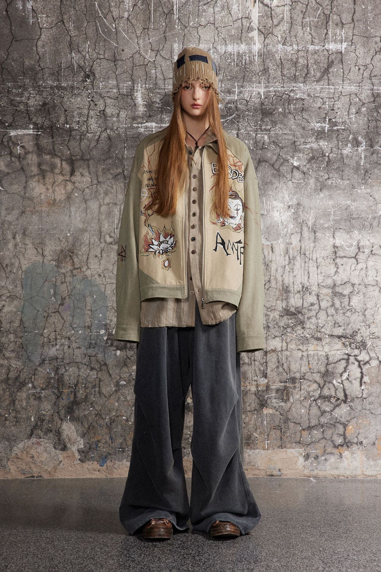 Street Style Graffiti Spliced Jacket