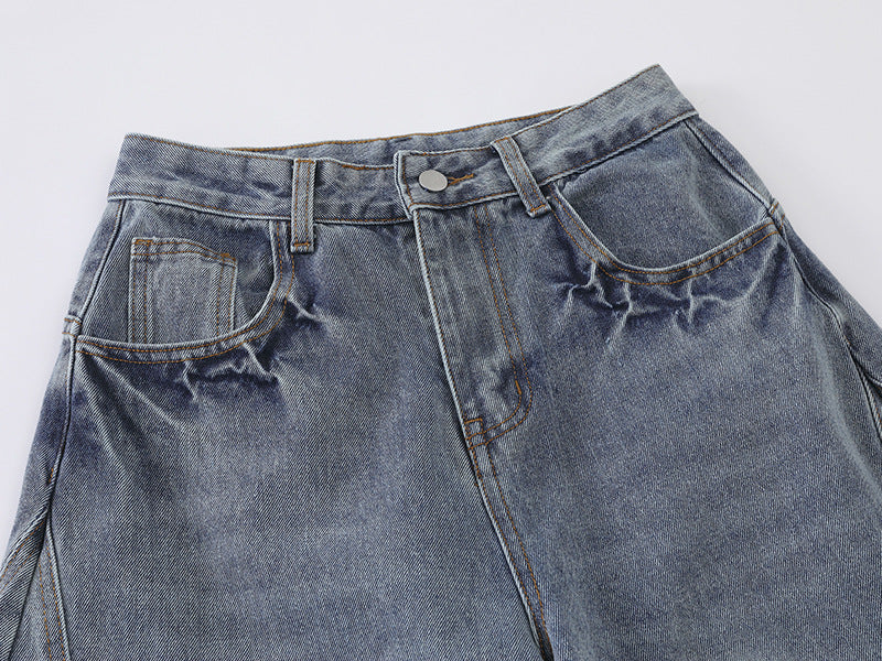 Wide Leg Curved Knife Jeans