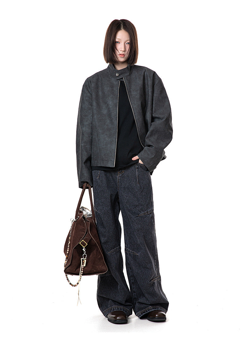 High-Grade Snake Pattern Tailored Leather Jacket