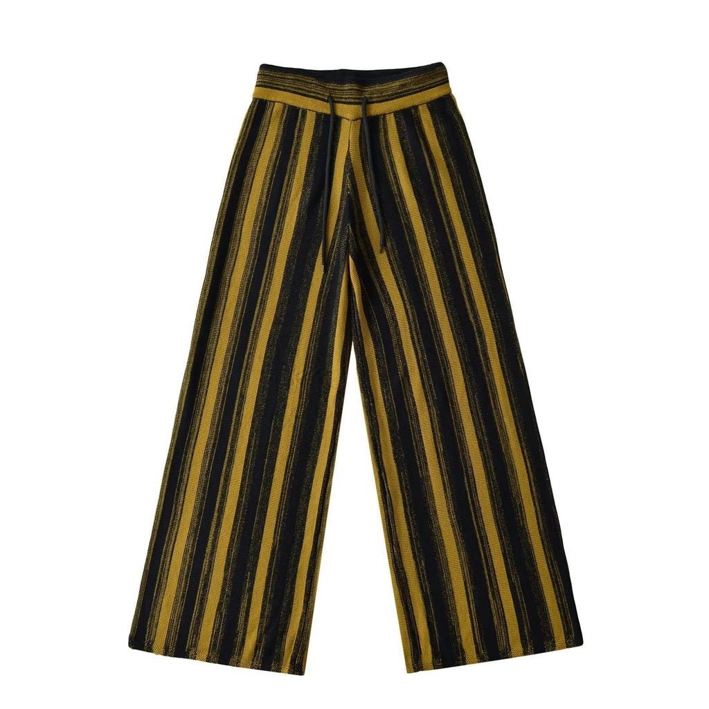 Knitted striped wide leg pants