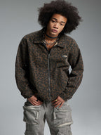 Street Style Color-Blocked Leopard Jacket