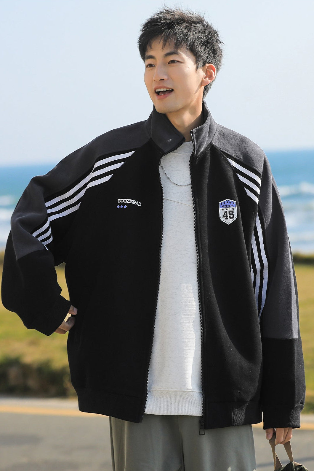 Striped Cardigan Sweatshirt Jacket