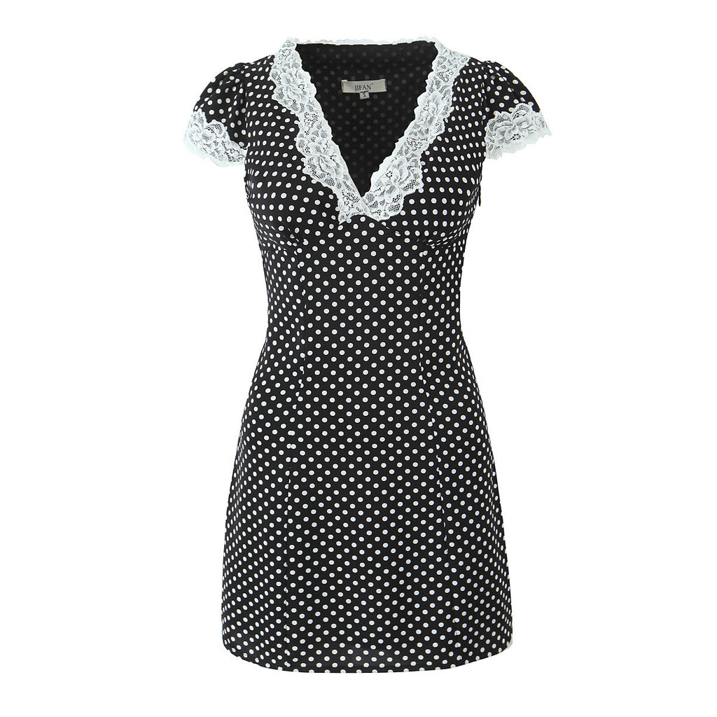 Lace polka dot dress