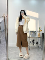 Straight Leg Slit Skirt