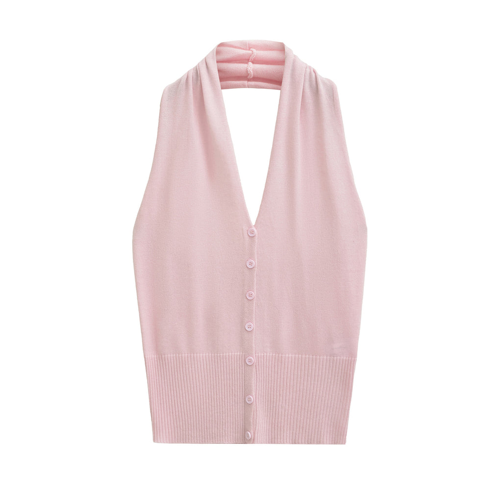 Sleeveless button top