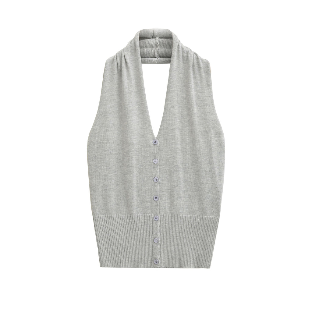 Sleeveless button top