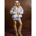 Distressed Denim-Effect Puffer Jacket