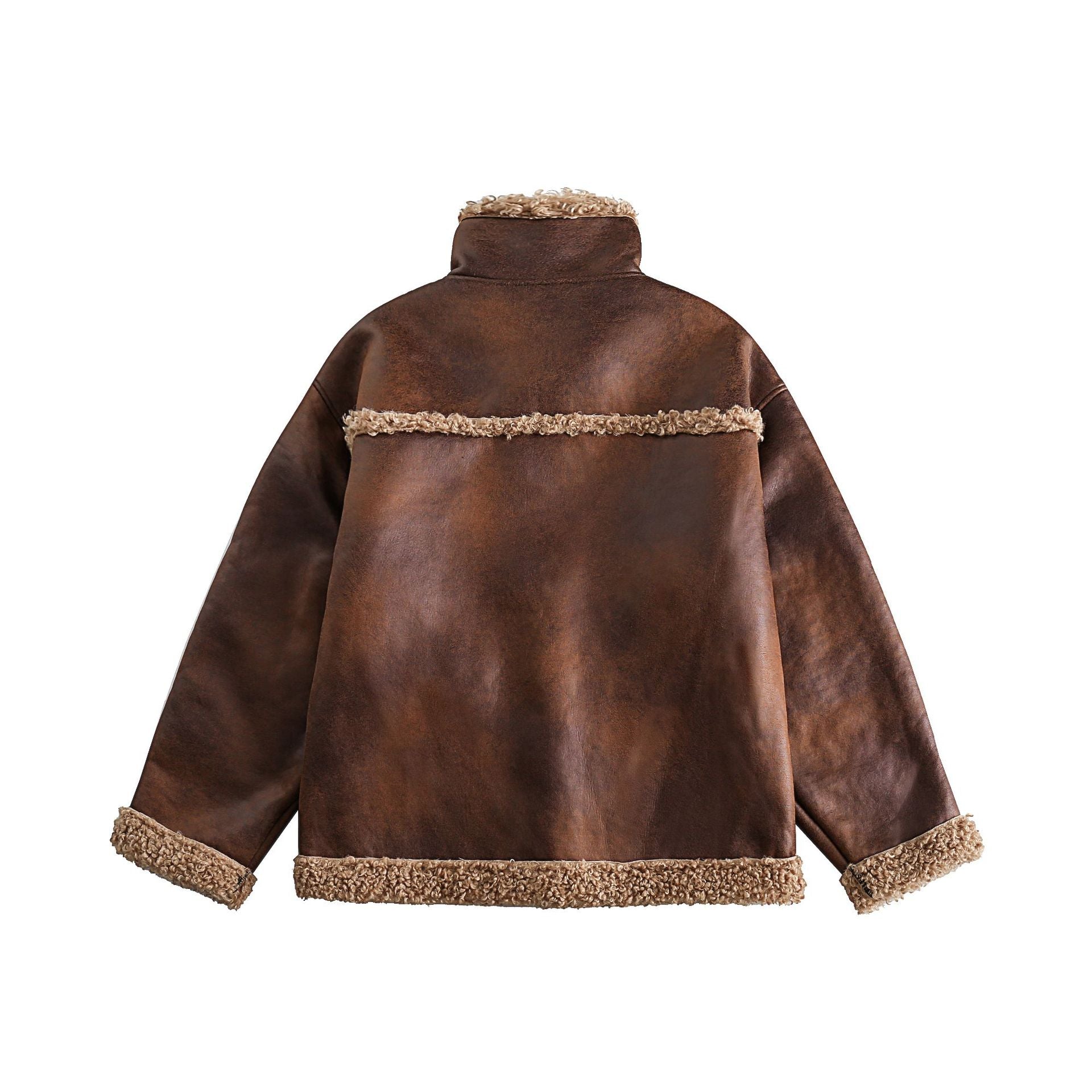 Classic Brown Shearling-Lined Winter Jacket