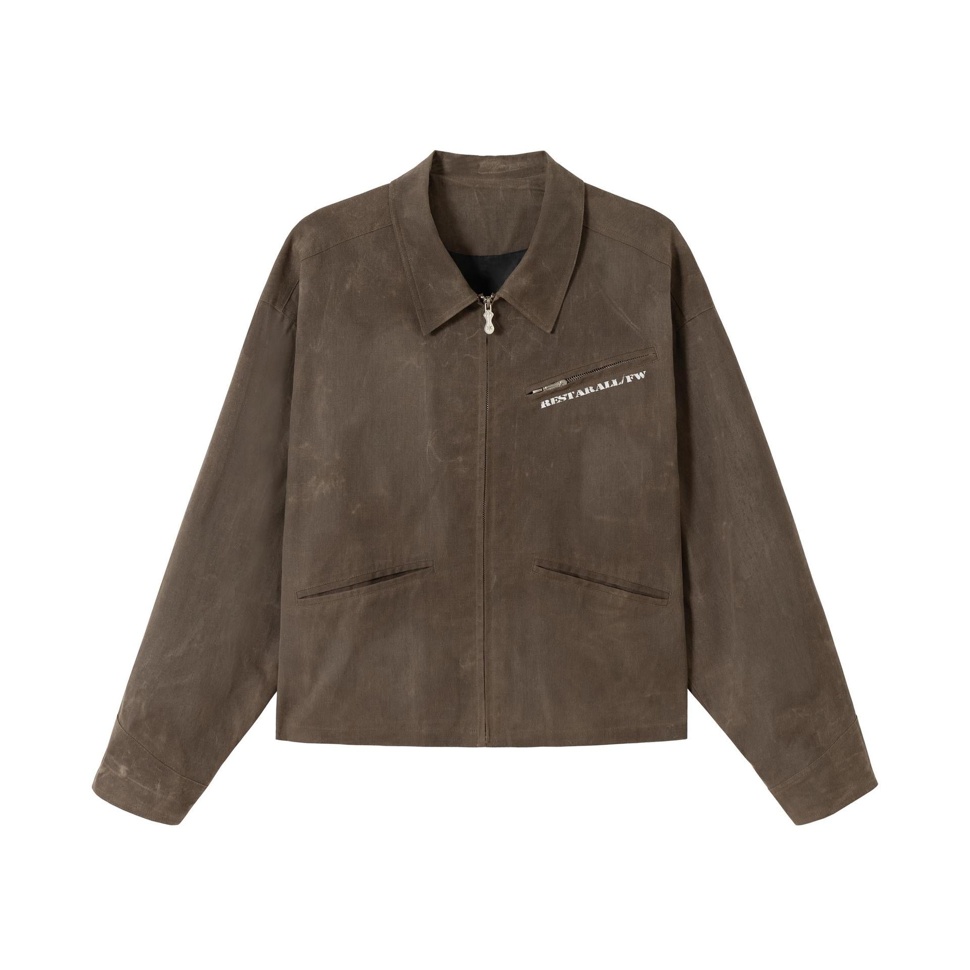 Make Old Mottled Letter Short Jacket