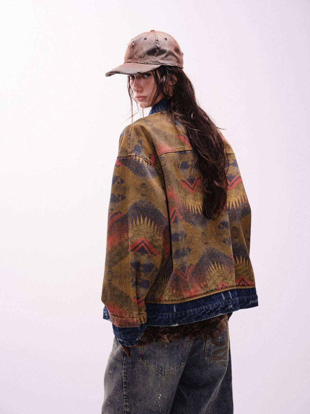 Street Western Jacquard Denim Jacket