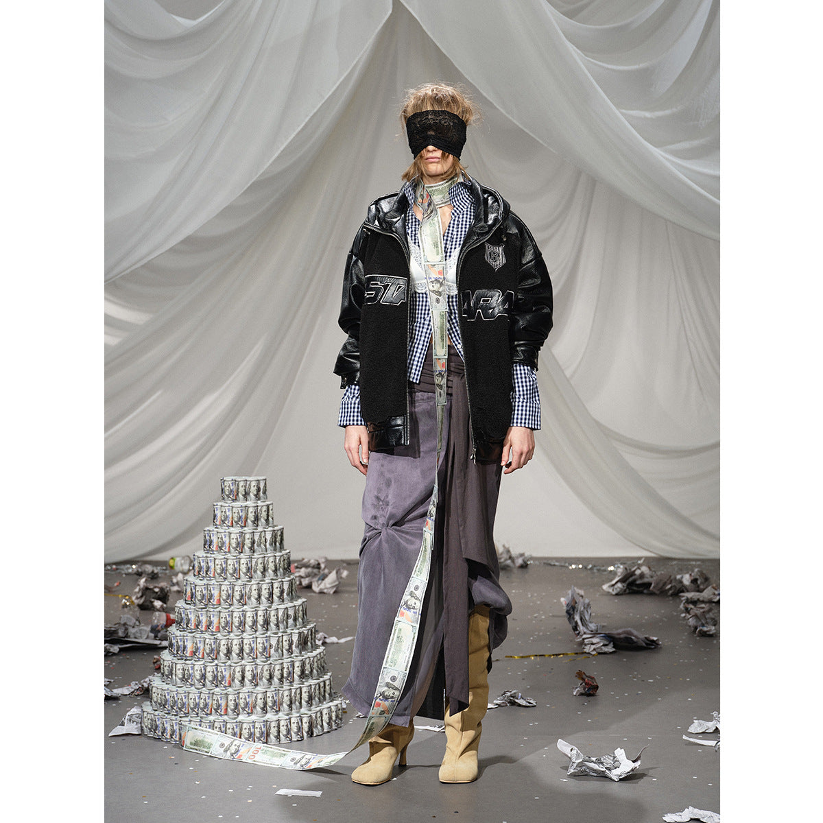 Lamb Wool Spliced Leather Cotton Jacket