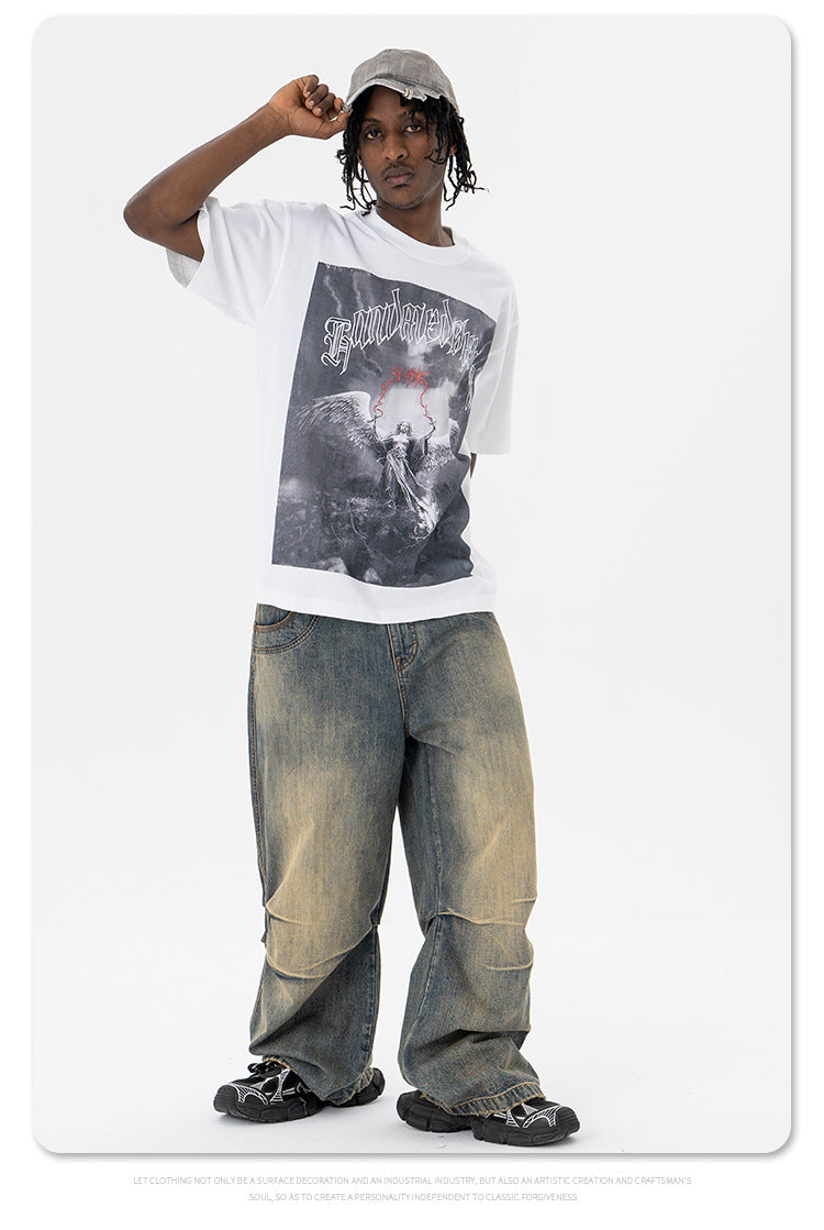 Angel Letter Print Crew Neck T-Shirt