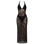 Elegant Lace Backless Slit Dress