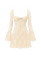 Lace Flare Long Sleeve Belted Dress