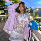 Lace hollowed short dress