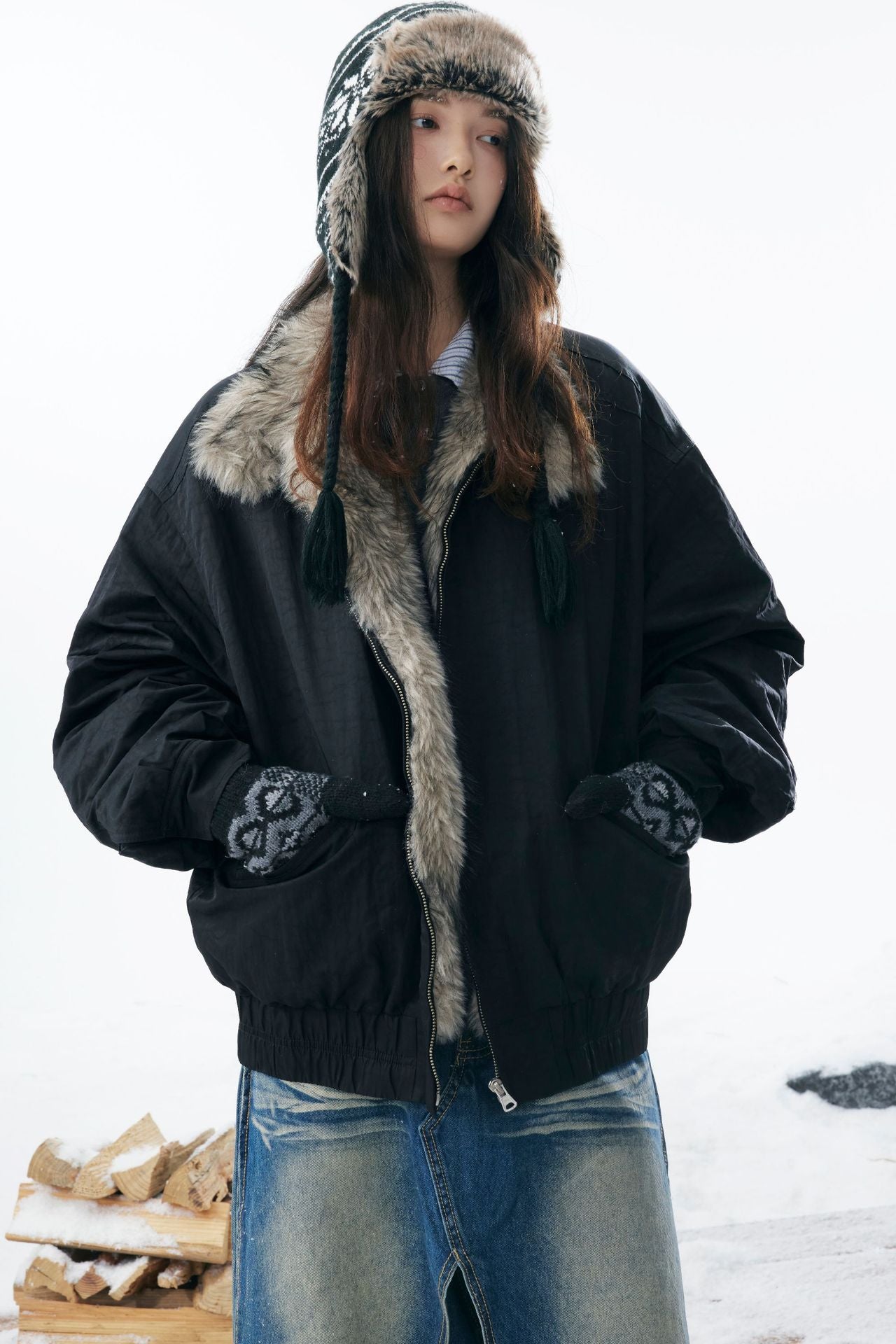 Winter Coat with Fur Collar