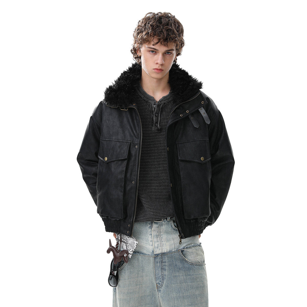 Cotton Pilot Leather Jacket