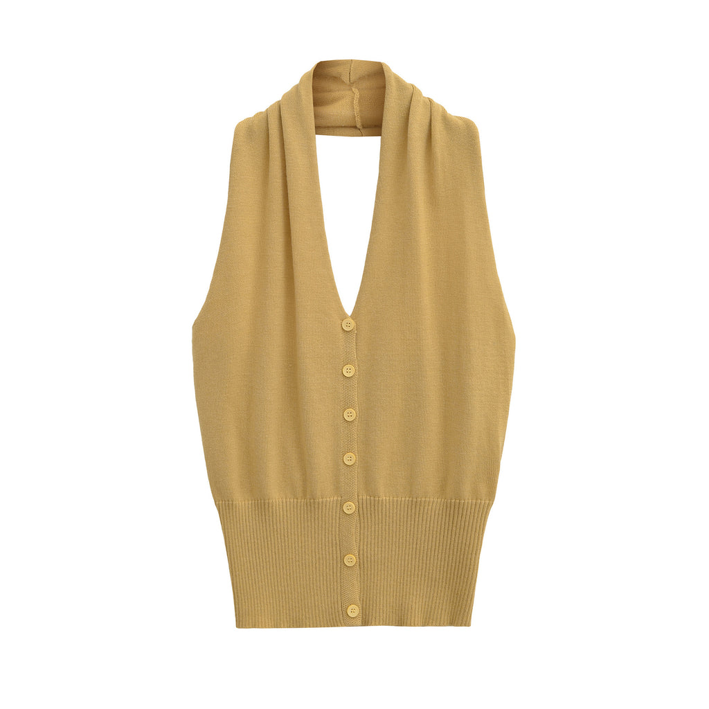 Sleeveless button top
