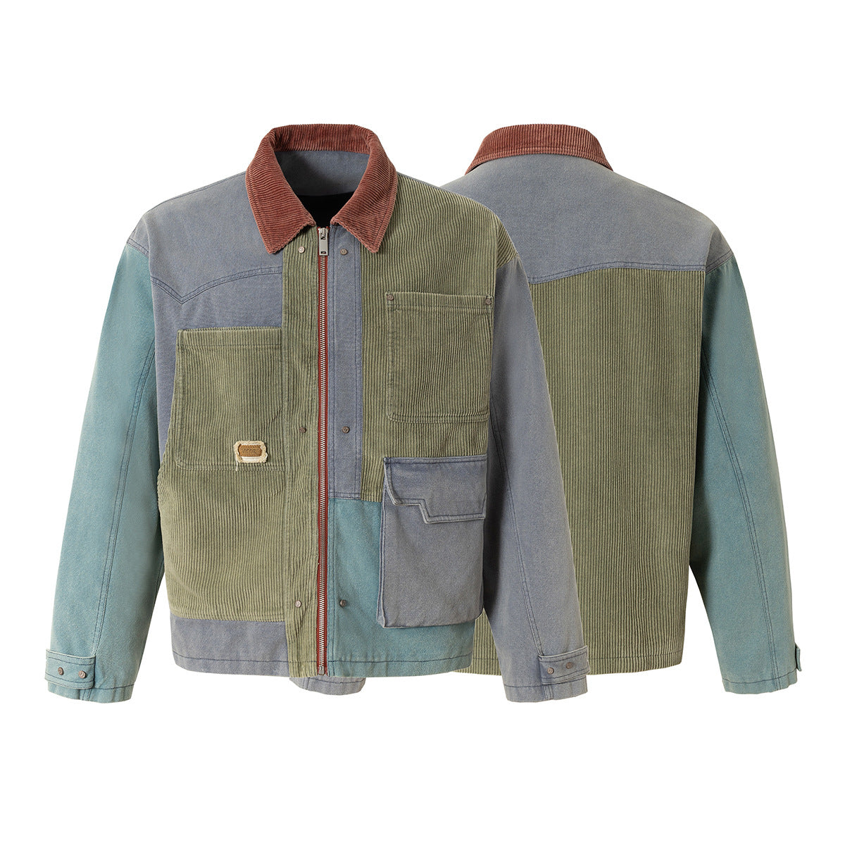 Color blocked workwear jacket vintage corduroy jacket
