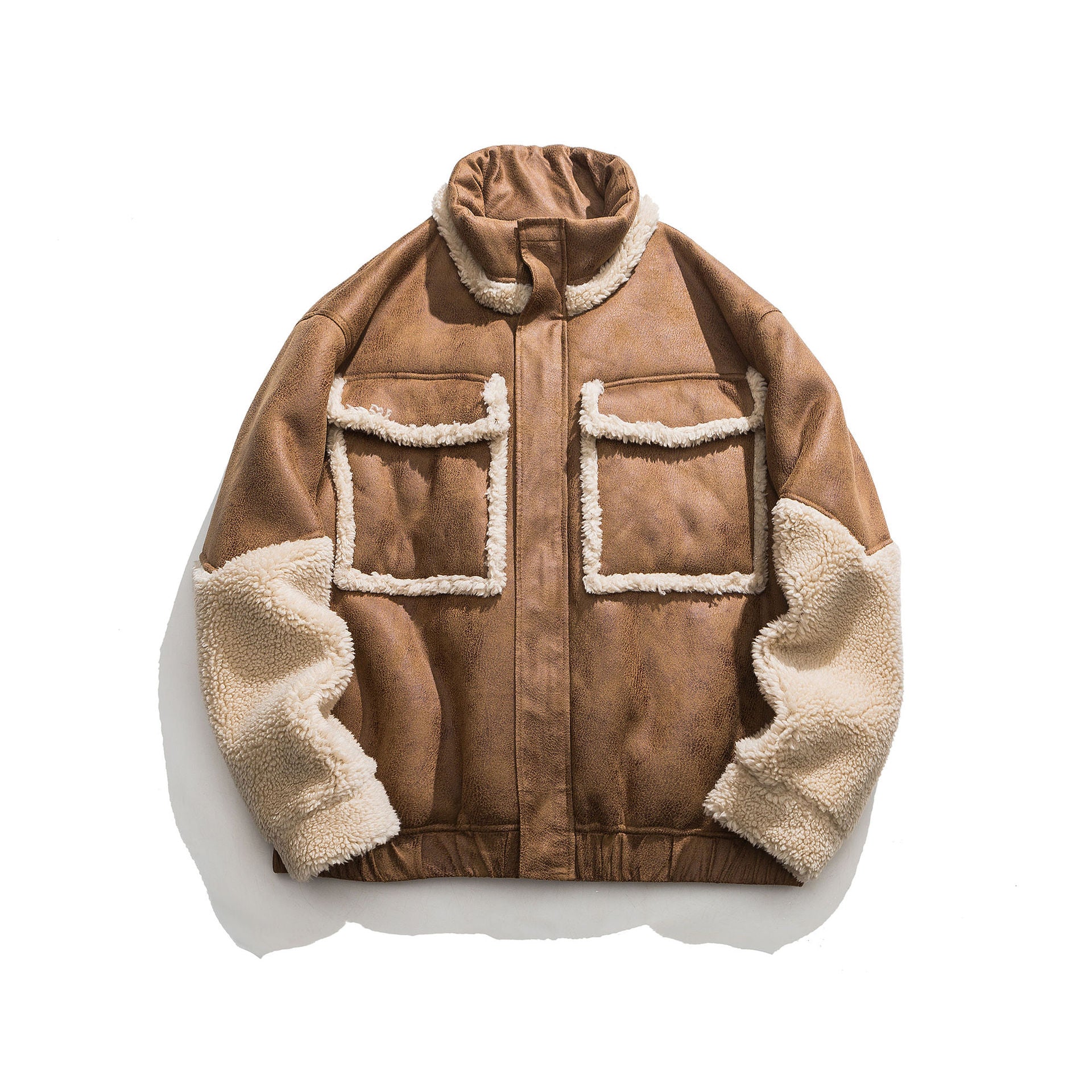 Cozy Brown & Beige Teddy Zip Jacket