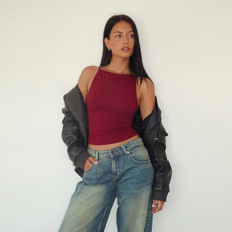 Simple Burgundy Crop Top