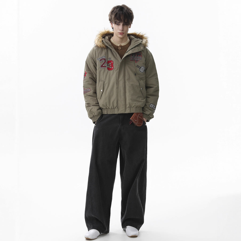 Vintage Bomber with Fur Trim