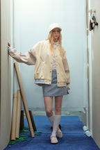 Printed PU Patchwork Casual Jacket